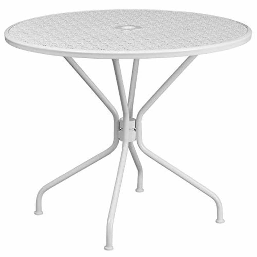 Flash Furniture 35.25RD White Patio Table for $114 Flash Furniture 35.25RD White Patio Table for $114