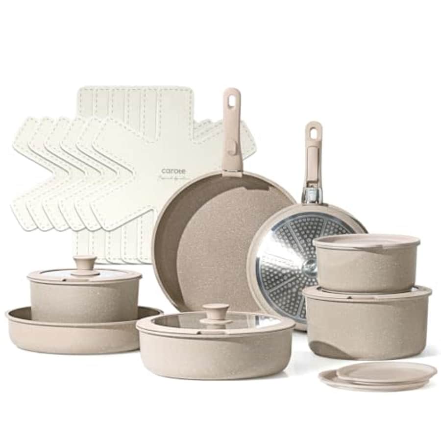 CAROTE 21pcs Detachable Handle Pots and Pan Set, Nonstick Induction Cookware, Removable Handle, RV for $150 CAROTE 21pcs Detachable Handle Pots and Pan Set, Nonstick Induction Cookware, Removable Handle, RV for $150