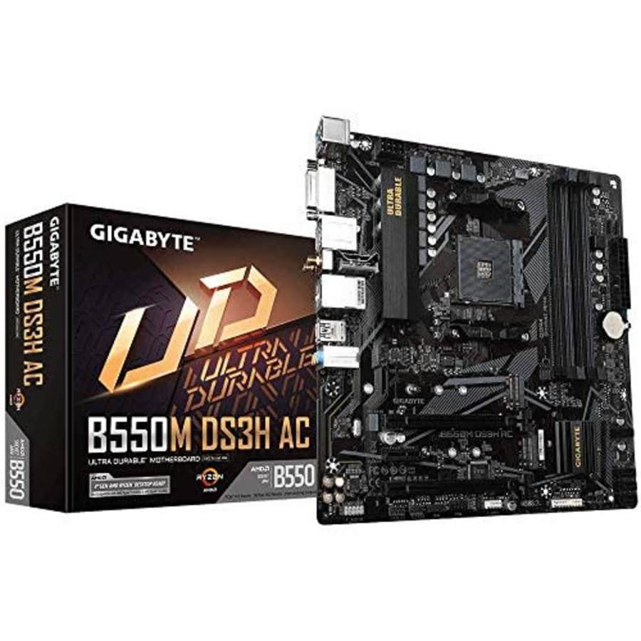 GIGABYTE B550M DS3H AC (AM4 AMD/B550/Micro ATX/Dual M.2/SATA 6Gb/s/USB 3.2 Gen 1/PCIe for $100