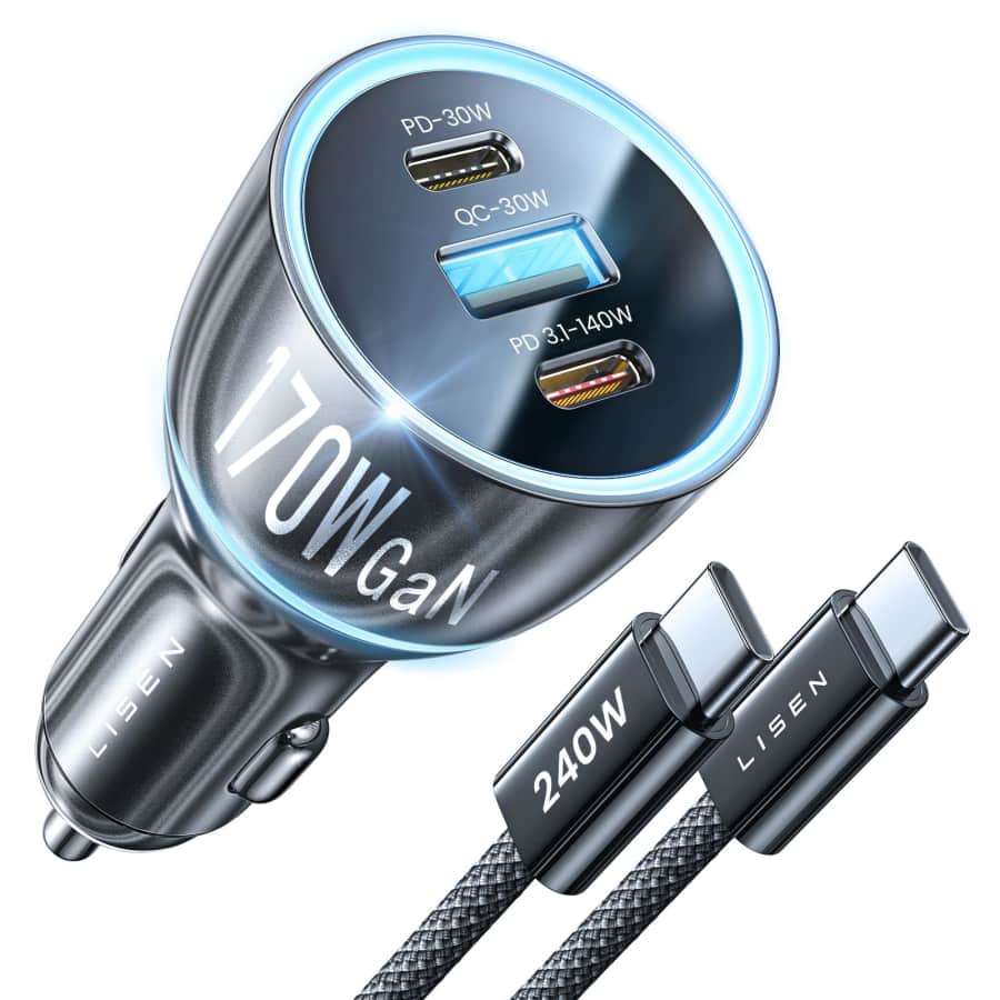 Lisen 170W 3-Port Car Charger for $17 w/ Prime