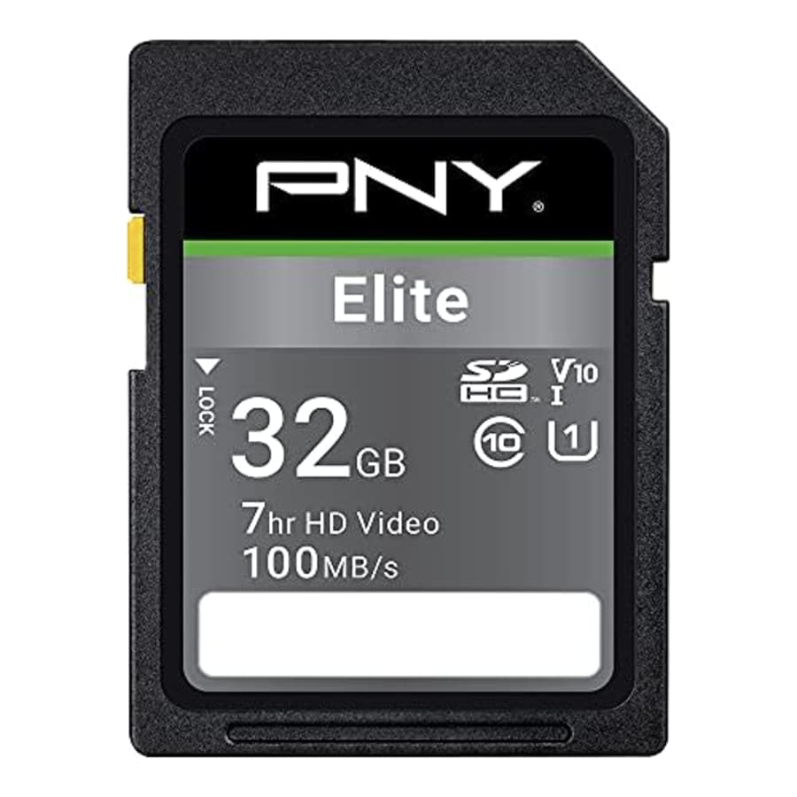 PNY 32GB Elite Class 10 U1 V10 SDHC Flash Memory Card - 100MB/s, Class 10, U1, V10, Full HD, UHS-I, for $7 PNY 32GB Elite Class 10 U1 V10 SDHC Flash Memory Card - 100MB/s, Class 10, U1, V10, Full HD, UHS-I, for $7