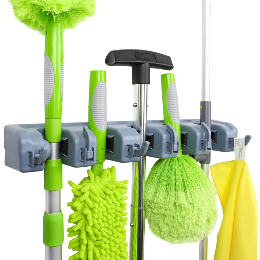 AmazonBasics Broom Holder & Garden Tool Organizer for $14