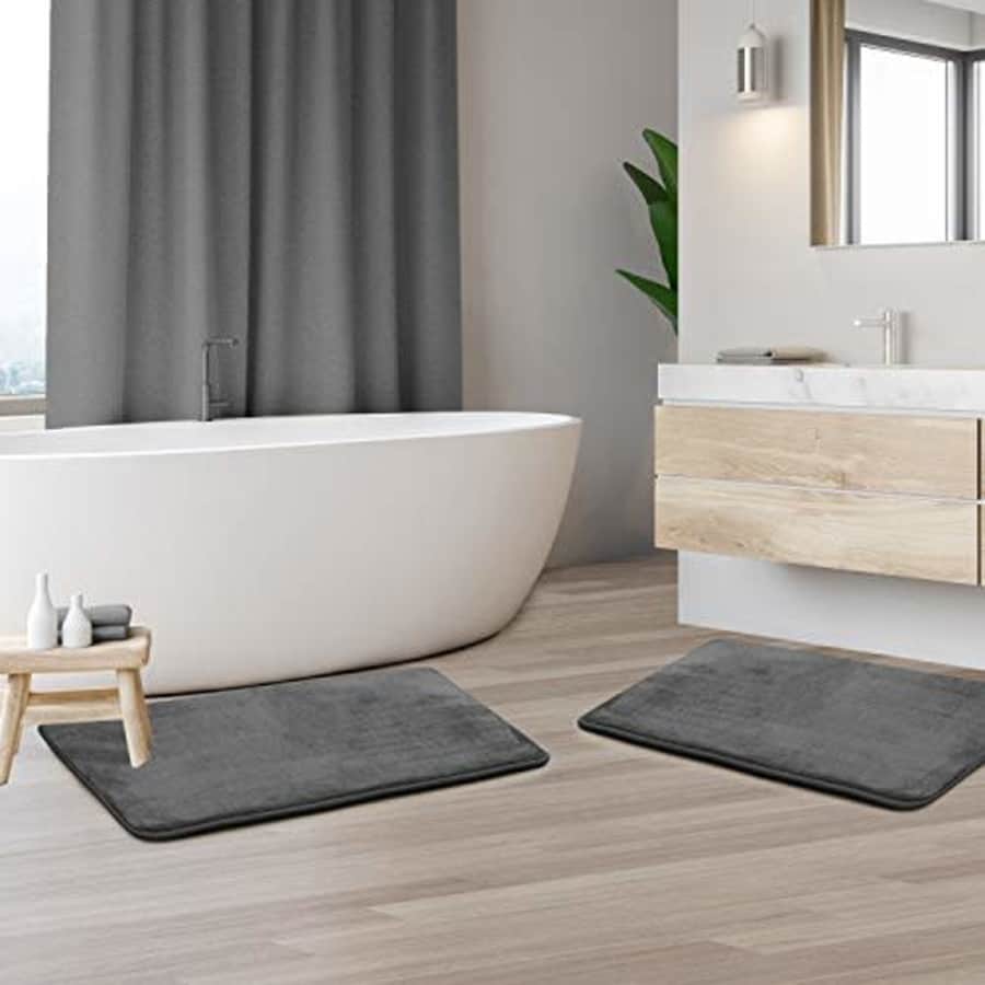Clara Clark Memory Foam Bathrug 2 Pack Set - Gray - Bath Mat and Shower Rug Small 17" x 24" Inches, Non Slip for $29 Clara Clark Memory Foam Bathrug 2 Pack Set - Gray - Bath Mat and Shower Rug Small 17" x 24" Inches, Non Slip for $29