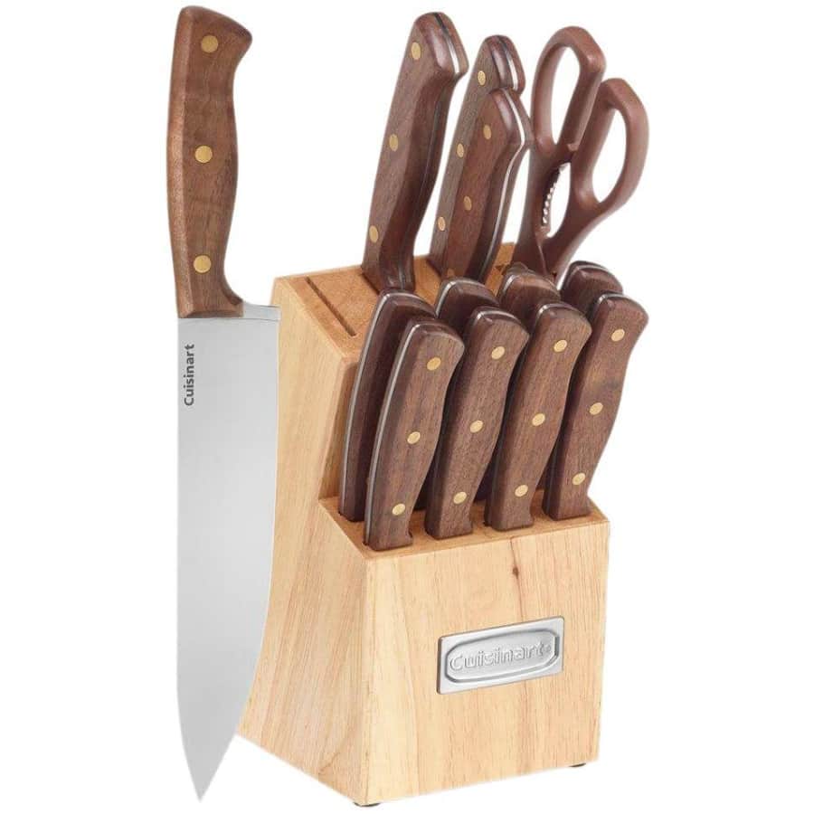 Cuisinart Triple Rivet 14-Piece Stainless Steel Knife Block Set for $42