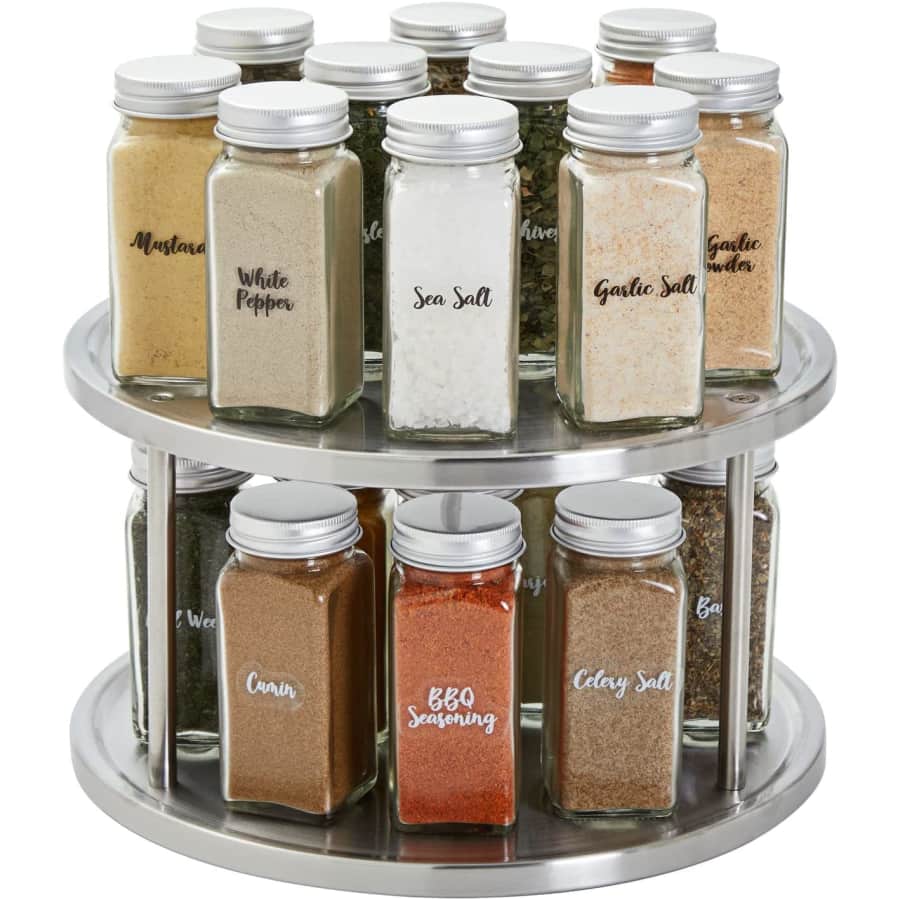 Juvale 2-Tier Stainless Steel Lazy Susan Revolving Spice Rack for $16