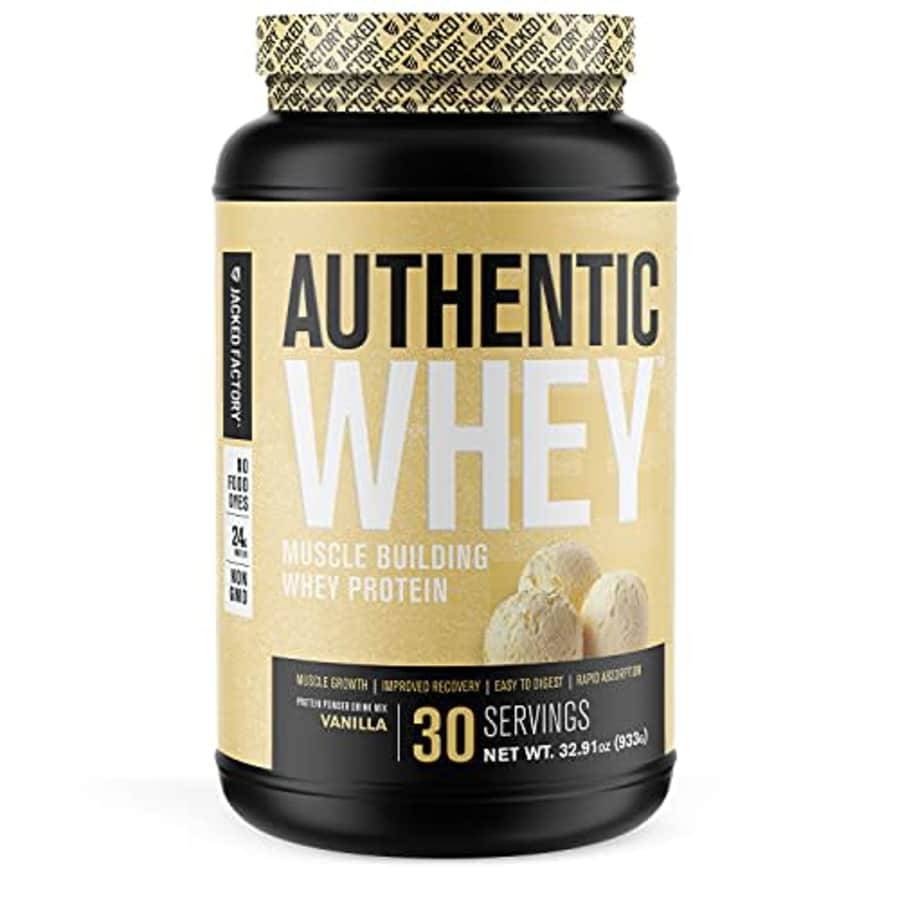 Jacked Factory Authentic Whey Muscle Building Whey Protein Powder - Low Carb, Non-GMO, No Fillers, Mixes Perfectly for $30 Jacked Factory Authentic Whey Muscle Building Whey Protein Powder - Low Carb, Non-GMO, No Fillers, Mixes Perfectly for $30