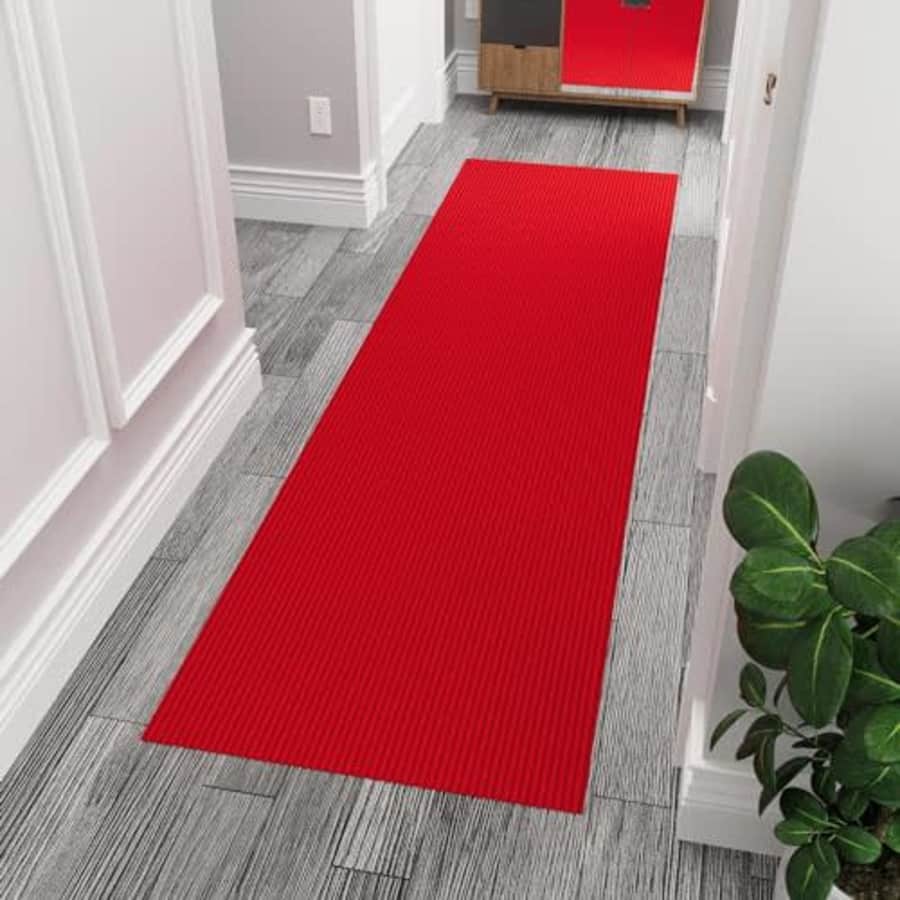 Ottomanson Solid Design Non-Slip Rubberback 2x7 Indoor/Outdoor Runner Rug for Hallway, Kitchen, for $15