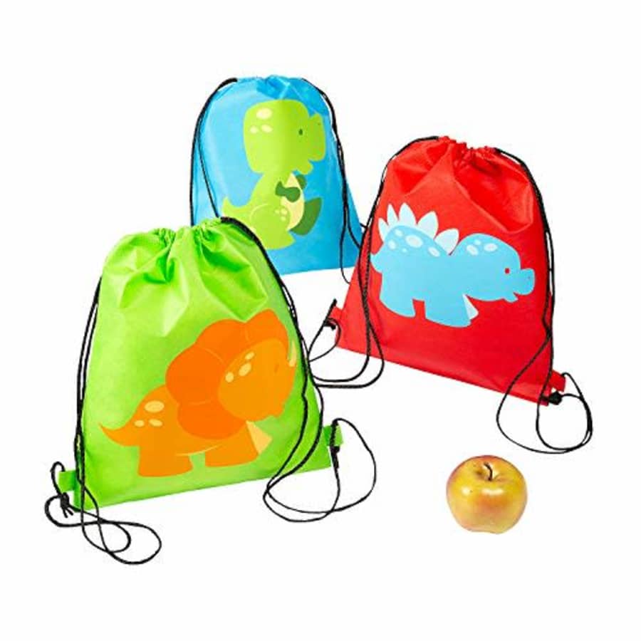 Fun Express Dinosaur Party Favors Drawstring Backpacks - Dinosaur Birthday Party Supplies - 12 pack for $20