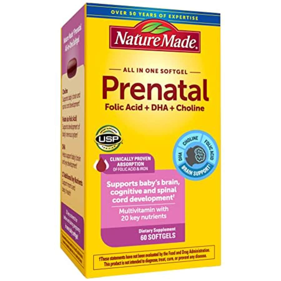 Nature Made Prenatal Multivitamin with Folic Acid, DHA and Choline, Dietary Supplement for Prenatal for $21