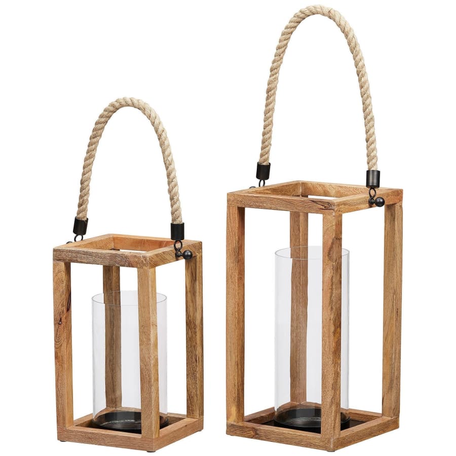 StyleWell Mango Wood Lantern Candle Holder 2-Piece Set for $37