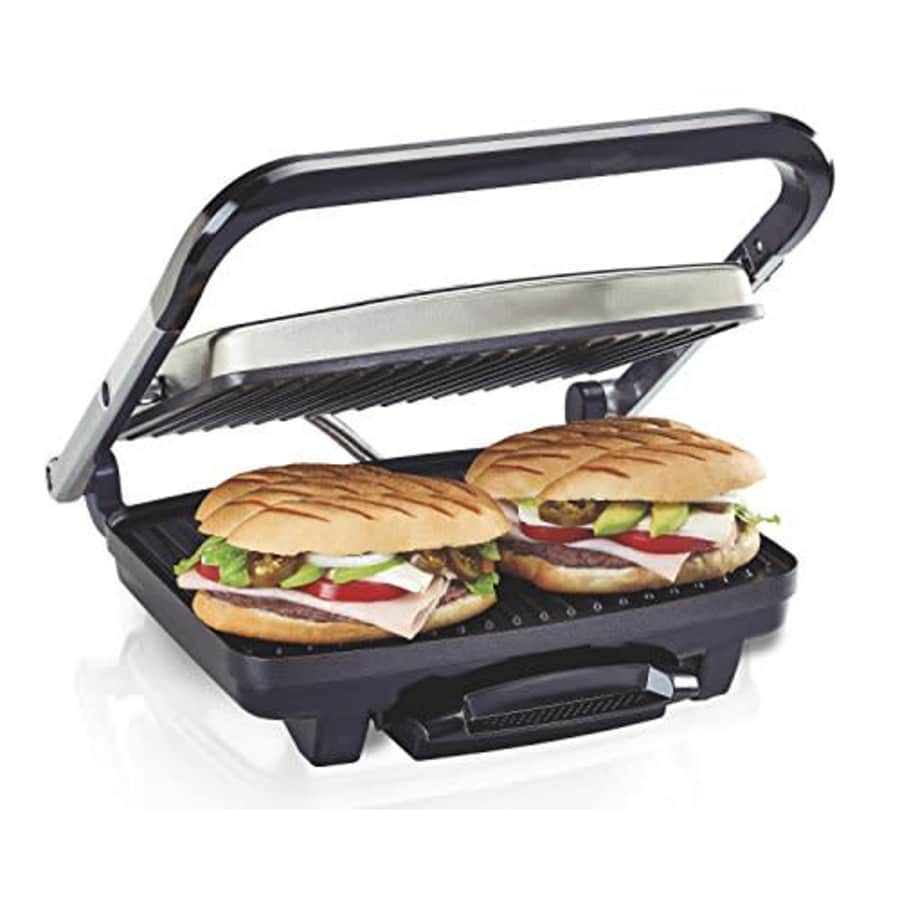 Hamilton Beach Panini Press, Sandwich Maker & Electric Indoor Grill, Upright Storage, Nonstick Easy for $58