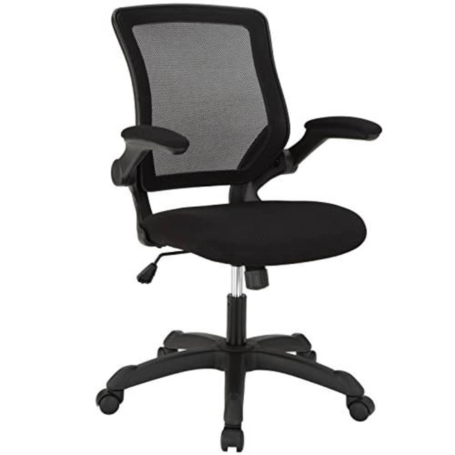Modway Veer Office Chair with Mesh Back and Vinyl Seat With Flip-Up Arms in Black for $124 Modway Veer Office Chair with Mesh Back and Vinyl Seat With Flip-Up Arms in Black for $124