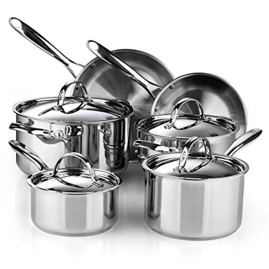 Cooks Standard Classic 10-Piece Stainless Steel Cookware Set, Silver for $121