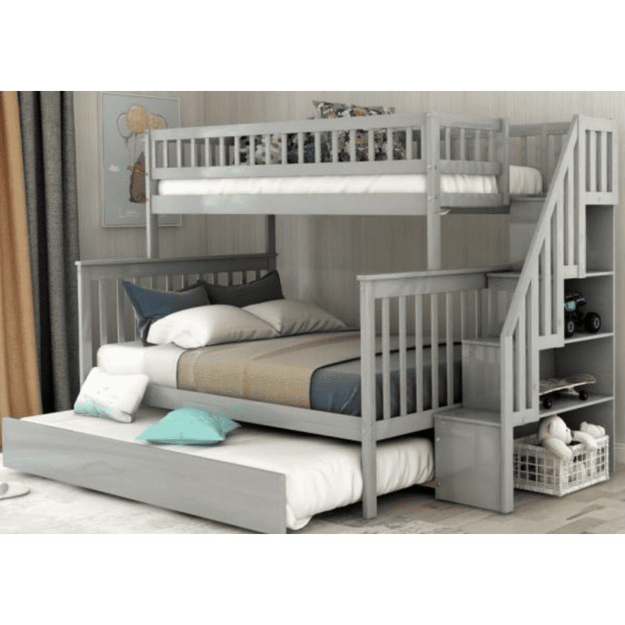 Twin over Full Bunk Bed with Trundle and Stairs for $702 Twin over Full Bunk Bed with Trundle and Stairs for $702