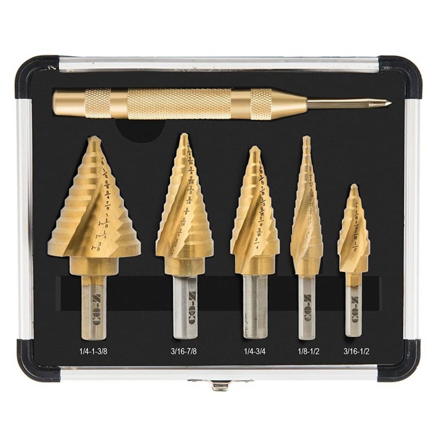 Zelcan 5-Piece Spiral Grooved Step Drill Bit Set for $25 Zelcan 5-Piece Spiral Grooved Step Drill Bit Set for $25