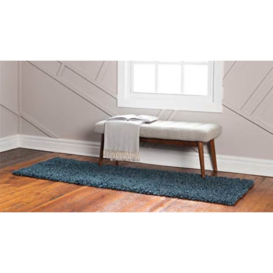 Unique Loom Davos Shag Collection Contemporary Soft Cozy Solid Shag Marine Blue Runner Rug (2' 2 x for $29 Unique Loom Davos Shag Collection Contemporary Soft Cozy Solid Shag Marine Blue Runner Rug (2' 2 x for $29