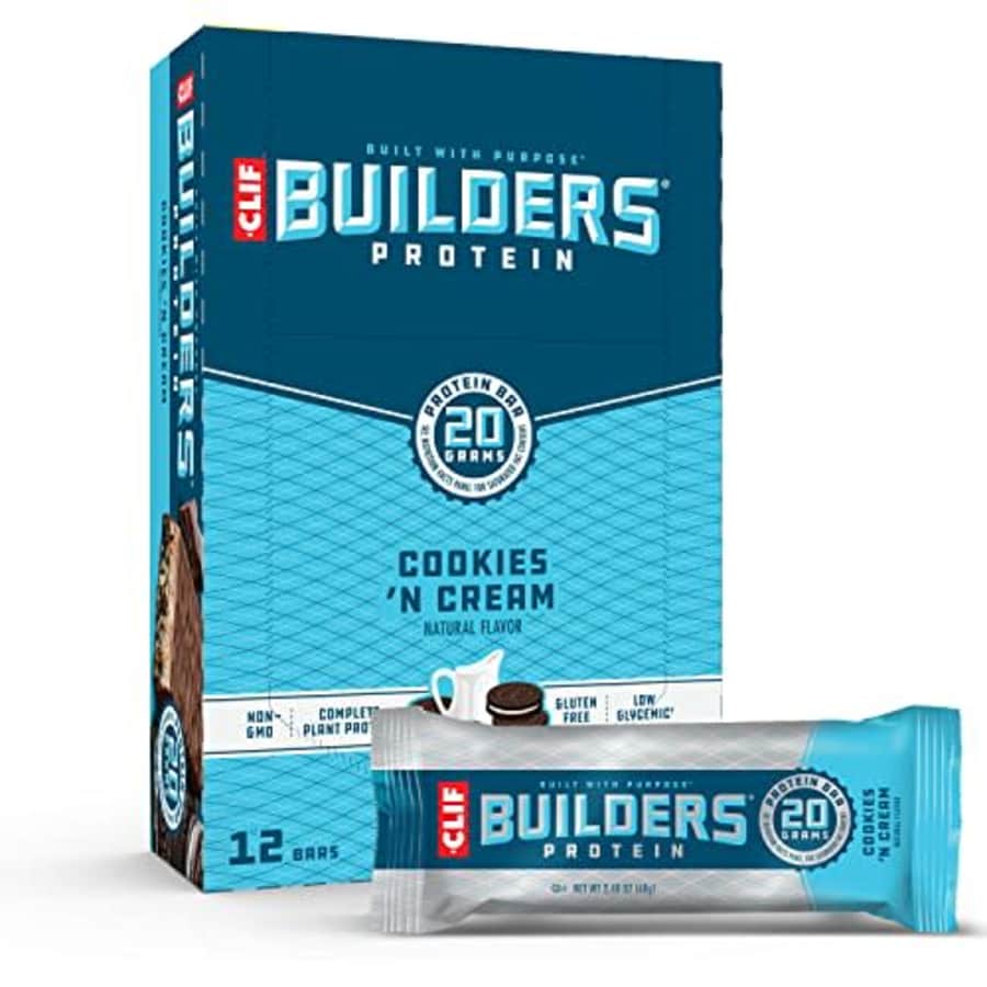 Clif Bar CLIF BUILDERS - Protein Bars - Cookies and Cream - 20g Protein - Gluten Free (2.4 Ounce, 12 Count) for $27