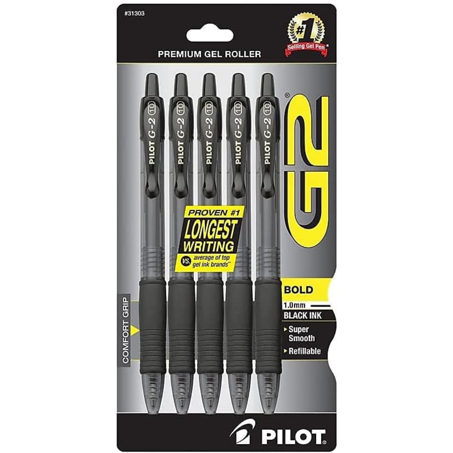 Pilot G2 Premium Gel Roller Pen 5-Pack for $5