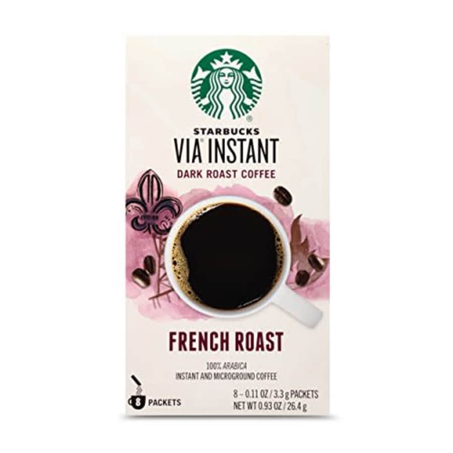 Starbucks VIA Instant Coffee Dark Roast Packets French Roast 1 box (8 packets) for $10 Starbucks VIA Instant Coffee Dark Roast Packets French Roast 1 box (8 packets) for $10