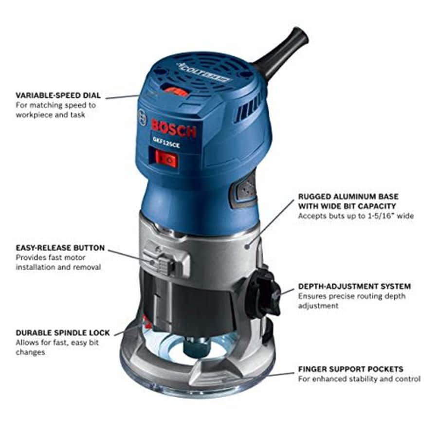 Bosch GKF125CE-RT 1.25 HP Variable Speed Palm Router with LED (Renewed) for $84 Bosch GKF125CE-RT 1.25 HP Variable Speed Palm Router with LED (Renewed) for $84