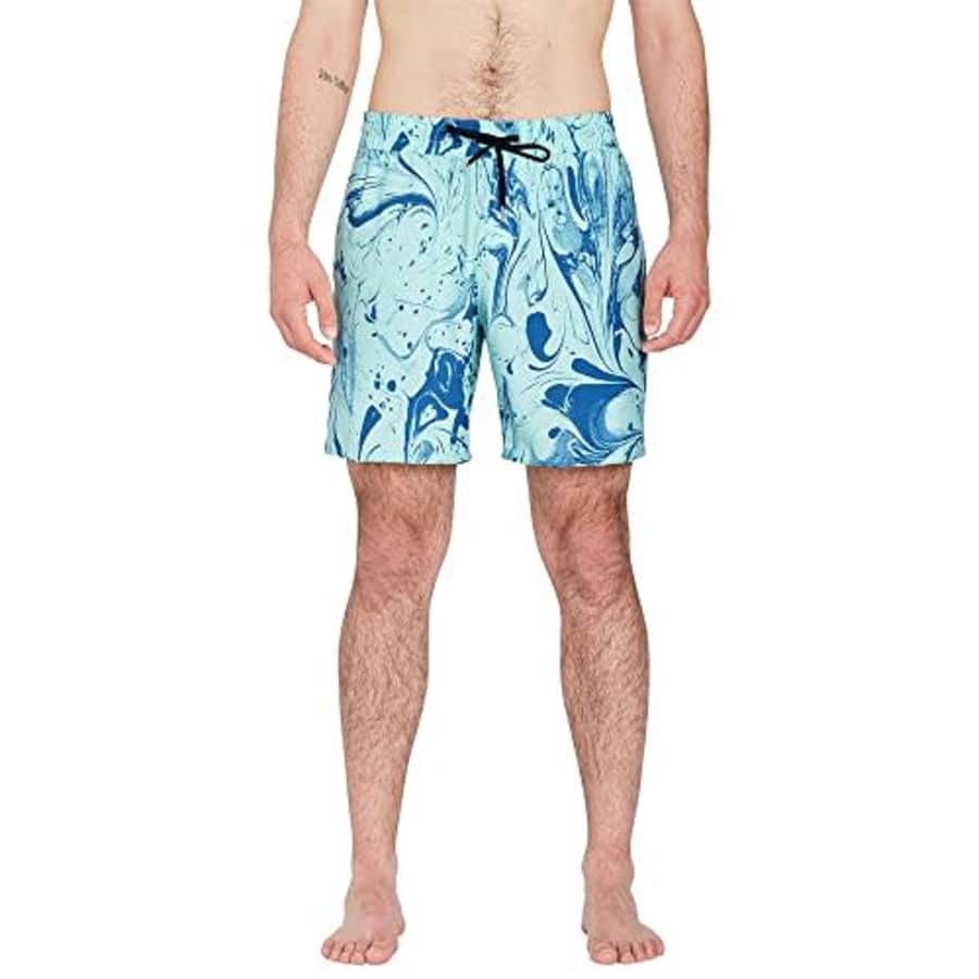 Volcom Men's Standard 17-inch Elastic Waist Surf Swim Trunks, Bottle Green, X-Large for $38