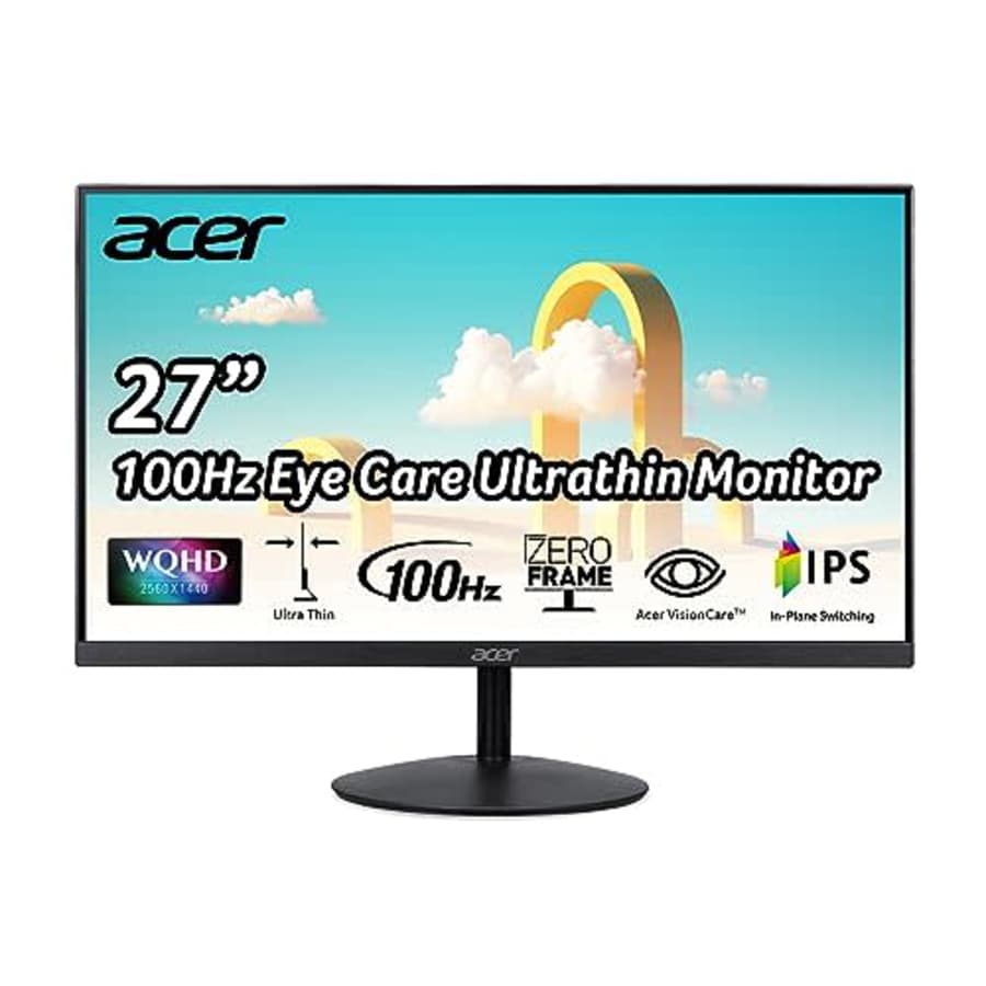 Acer SB272U Ebiip 27" WQHD 2560x1440 IPS Zero-Frame Gaming Office Monitor | AMD FreeSync Technology for $140