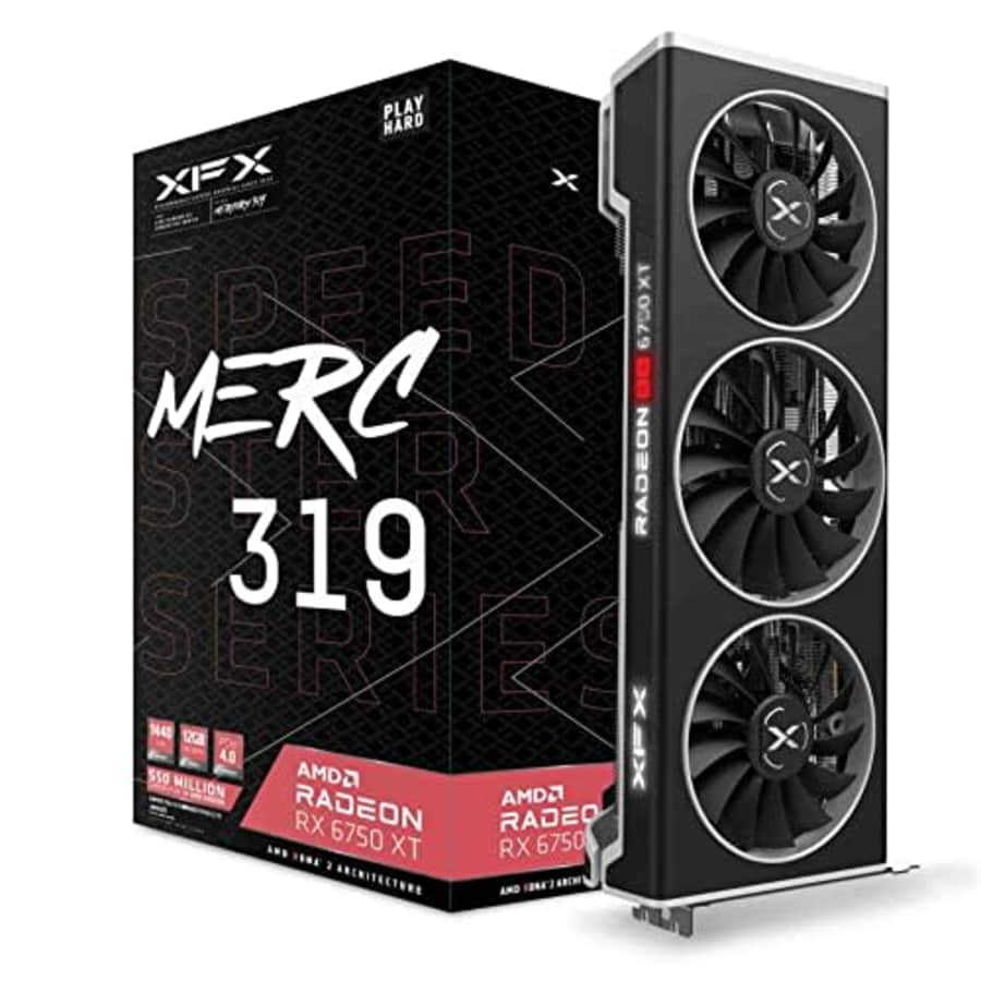 XFX Speedster MERC319 Radeon RX 6750XT Black Gaming Graphics Card with 12GB GDDR6 HDMI 3xDP, AMD for $350 XFX Speedster MERC319 Radeon RX 6750XT Black Gaming Graphics Card with 12GB GDDR6 HDMI 3xDP, AMD for $350