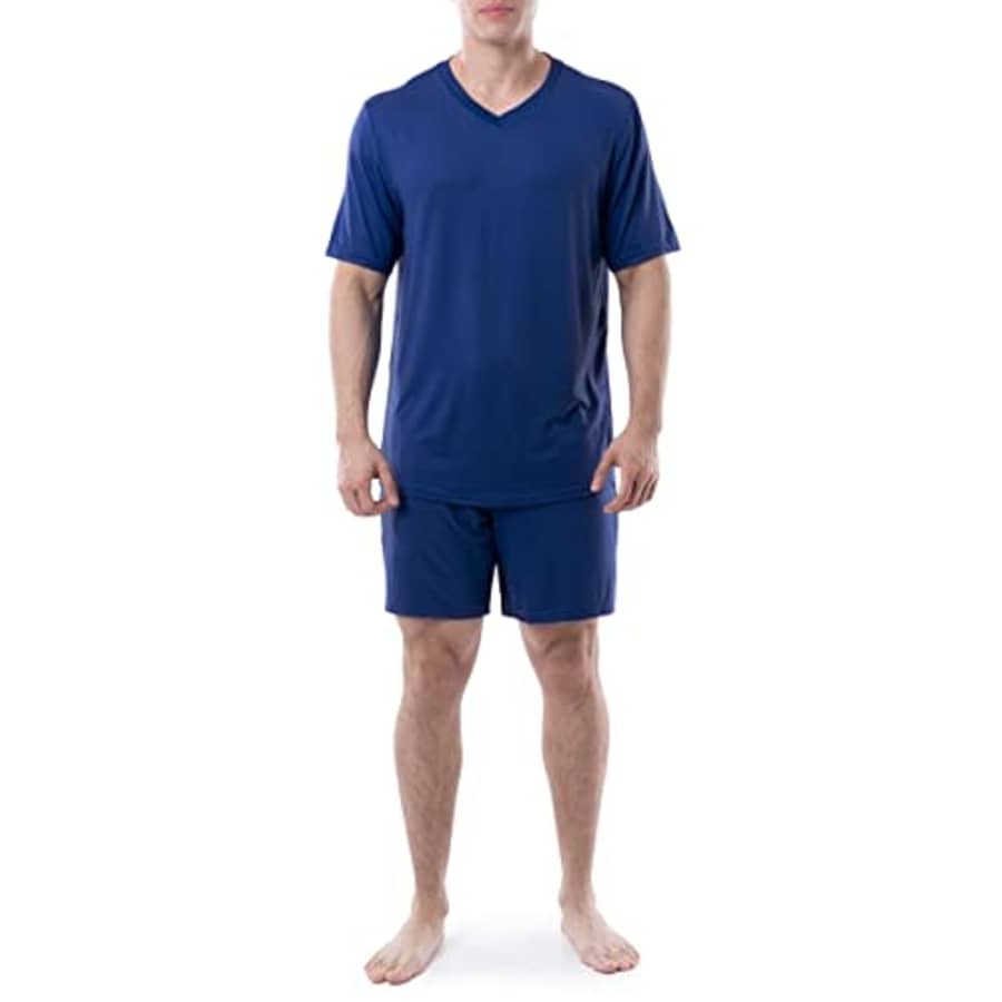 Van Heusen Men's Poly-Spandex Jersey V-Neck Top and Shorts Pajama Sleep Set, Blue for $22 Van Heusen Men's Poly-Spandex Jersey V-Neck Top and Shorts Pajama Sleep Set, Blue for $22