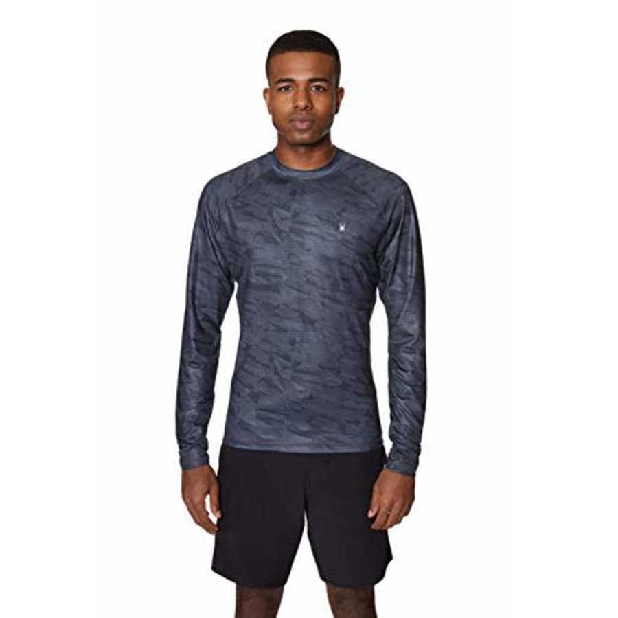 Spyder Men's Digital Camo Long Sleeve Rashguard, Dark Blue, Small for $29