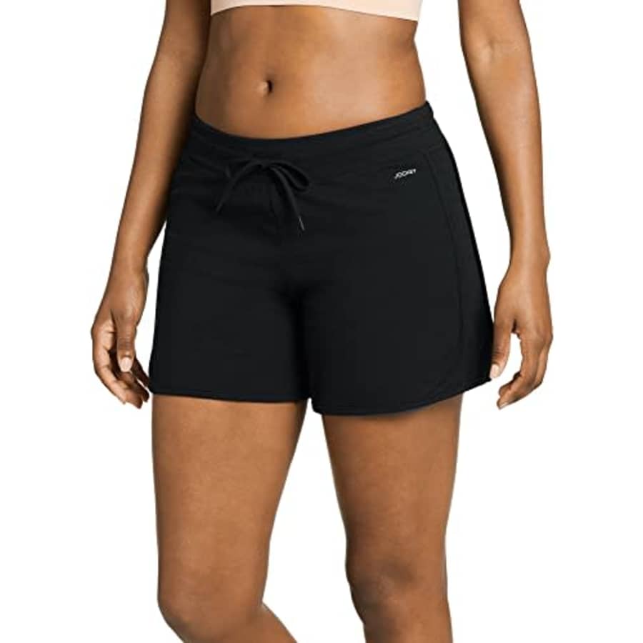 Jockey Women's Activewear Cotton Jersey 5" Sport Short, Black, M for $6