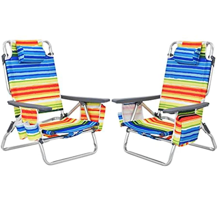 Giantex Camping Chair 2-Pack Beach Sling Chair, Patio Reclining Chairs with 5 Adjustable Position, for $123