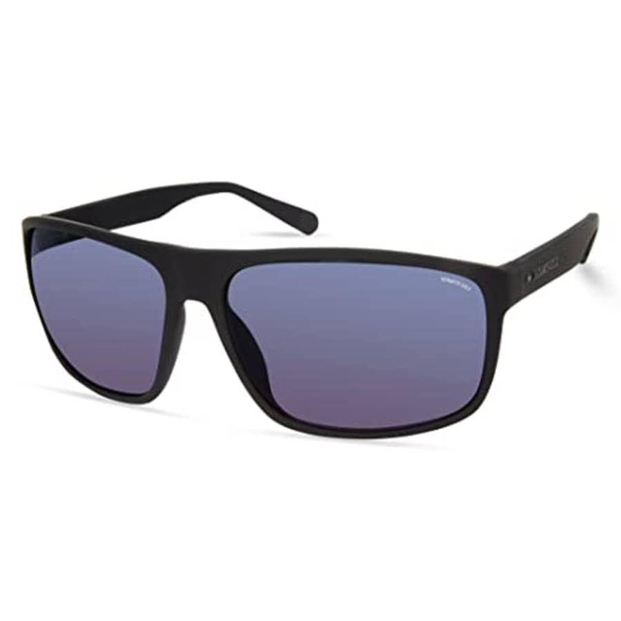 Kenneth Cole New York Men's Rectangular Sunglasses, Black/Other/Blue Mirror, 66mm for $20