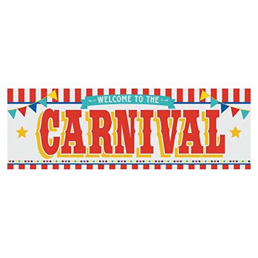 Fun Express Carnival Welcome Party Banner - 6 Feet Long - Circus Party Supplies for $10