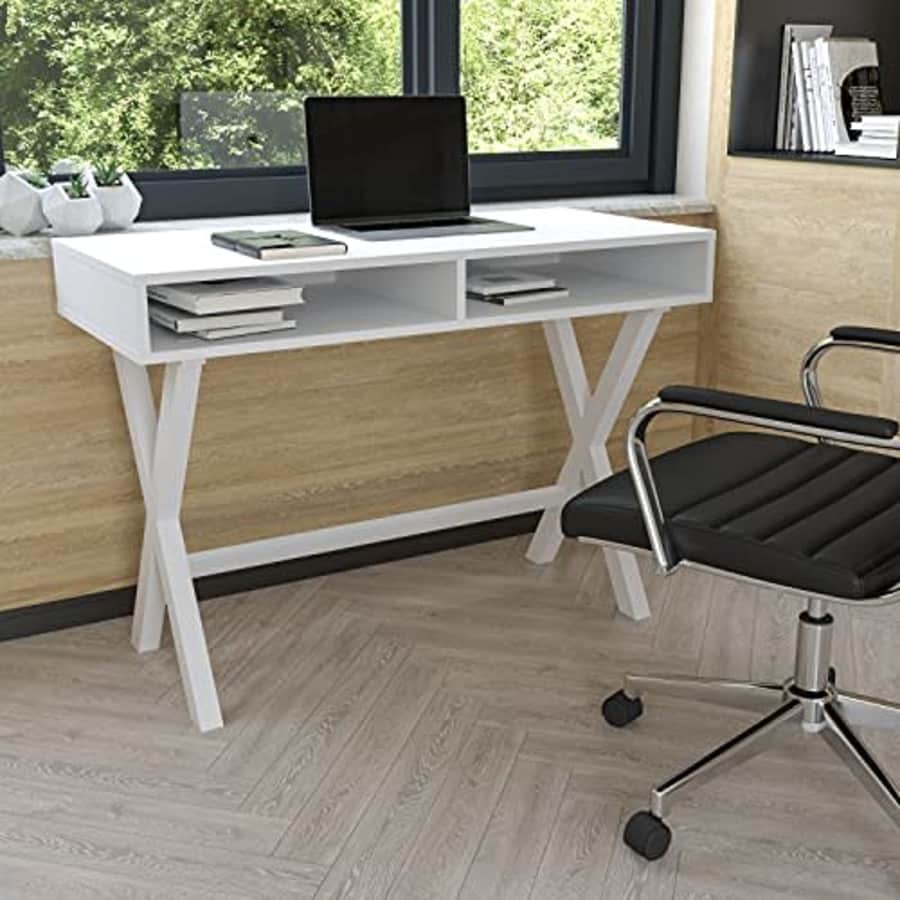 Flash Furniture Computer Desk - White Writing Desk with Open Storage Compartments - 42" Long Home for $124 Flash Furniture Computer Desk - White Writing Desk with Open Storage Compartments - 42" Long Home for $124