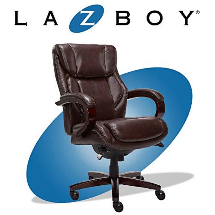 La-Z-Boy Bellamy Executive Office Chair with Memory Foam Cushions, Solid Wood Arms and Base, for $321 La-Z-Boy Bellamy Executive Office Chair with Memory Foam Cushions, Solid Wood Arms and Base, for $321