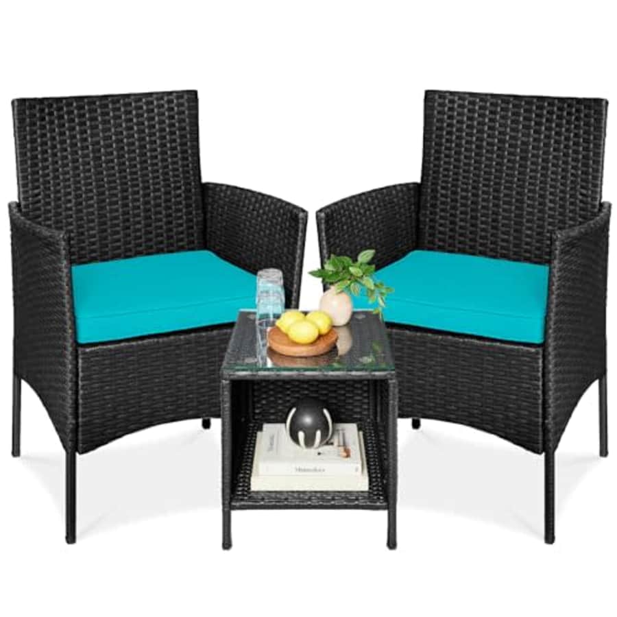 Best Choice Products 3-Piece Outdoor Wicker Conversation Bistro Set, Space Saving Patio Furniture for $100