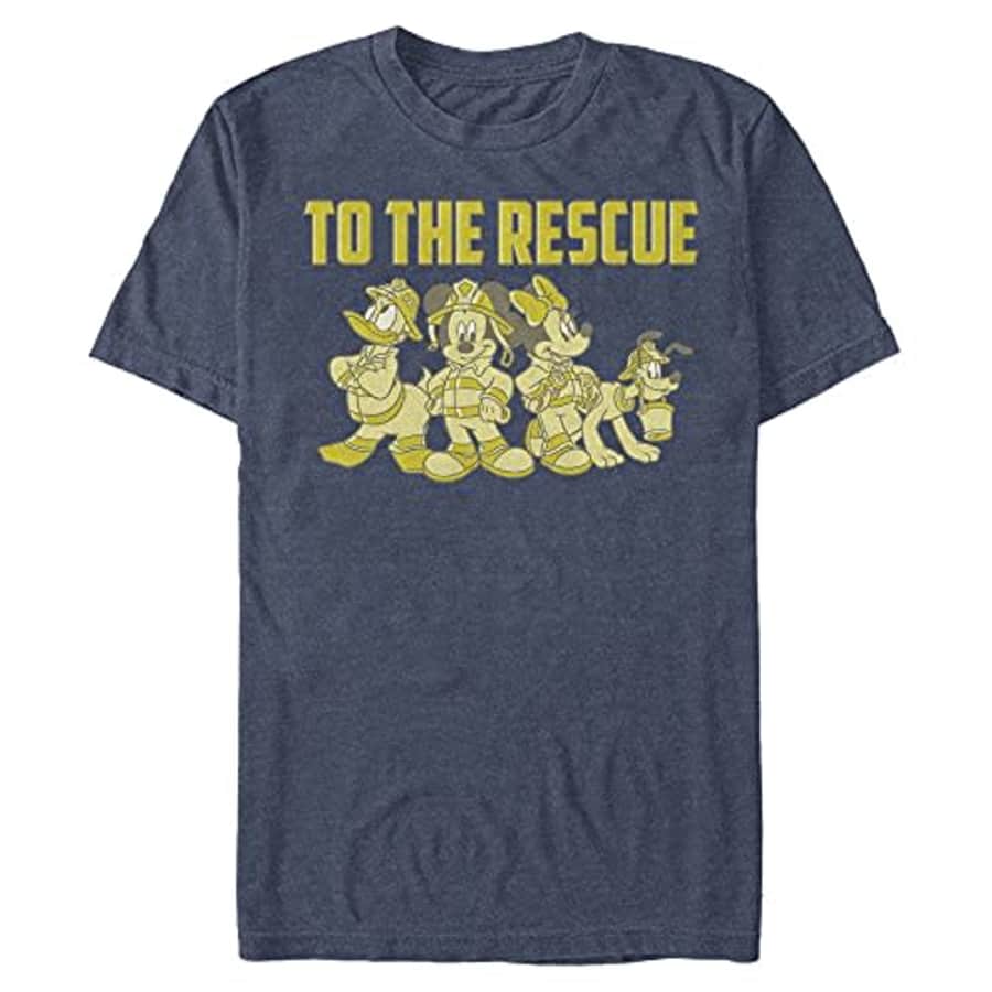 Disney Men's Characters Thanks Firefighters T-Shirt, Navy Blue Heather, Small for $23