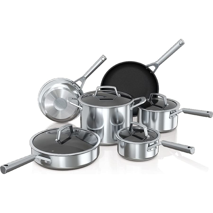 Ninja Foodi NeverStick Stainless Steel 10-Piece Cookware Set for $269 Ninja Foodi NeverStick Stainless Steel 10-Piece Cookware Set for $269