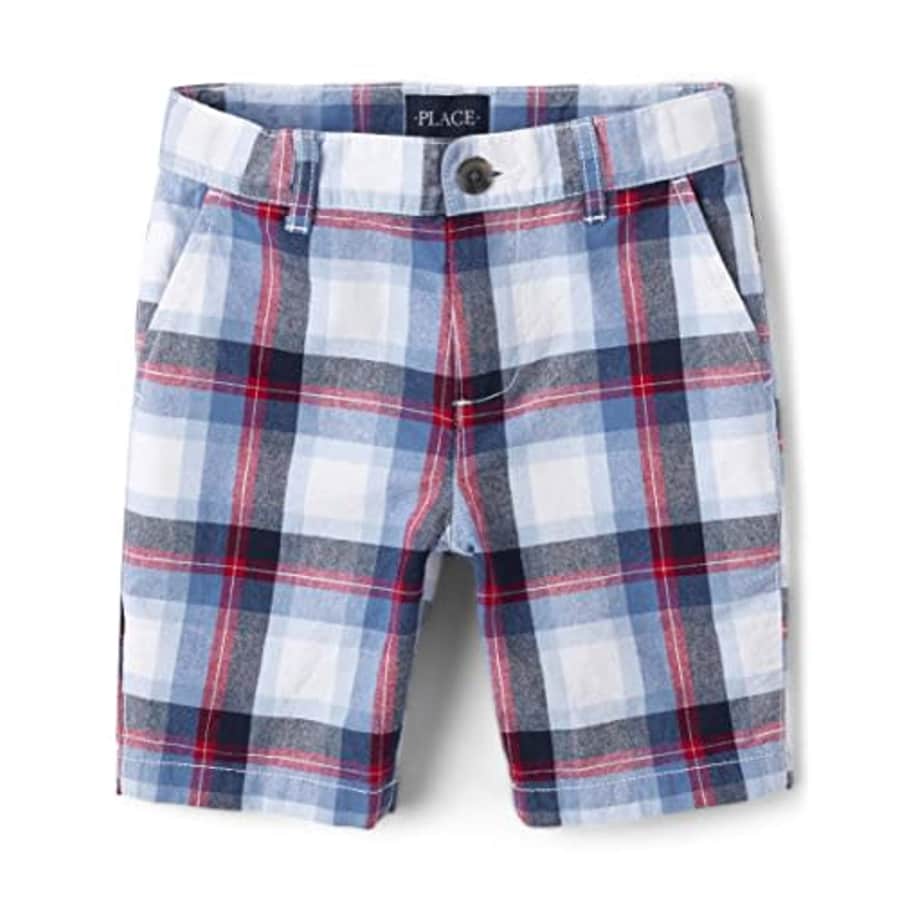 The Children's Place Boys' Stretch Chino Shorts, Tidal Plaid, 5 for $5