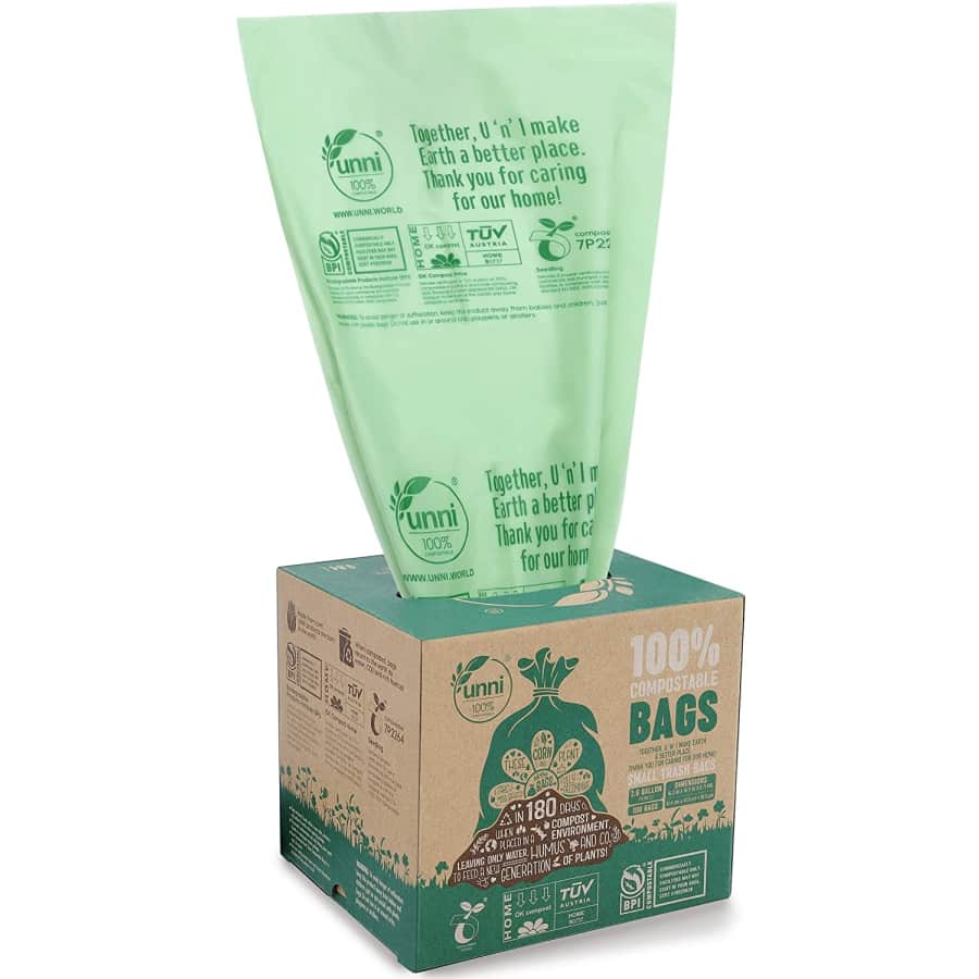 Compostable 100 Count 2.6 Gallon Trash Bags for $12 Compostable 100 Count 2.6 Gallon Trash Bags for $12