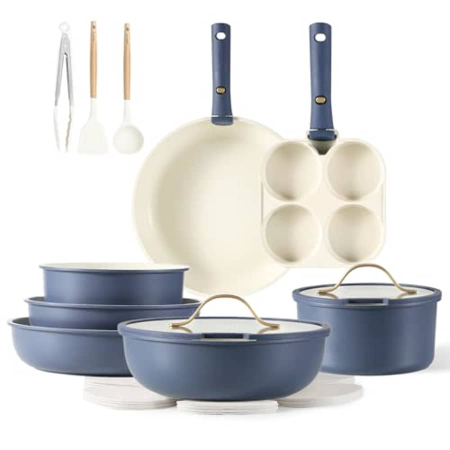 CAROTE 19pcs Pots and Pans Set, Nonstick Cookware Set Detachable Handle, Induction Kitchen Cookware for $130 CAROTE 19pcs Pots and Pans Set, Nonstick Cookware Set Detachable Handle, Induction Kitchen Cookware for $130