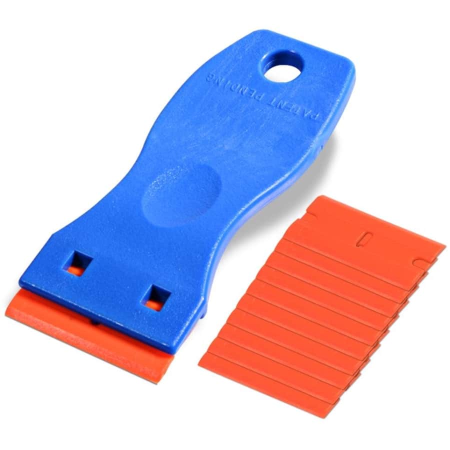 1.5" Plastic Razor Scraper w/ 10 Double Edged Plastic Blades for $7