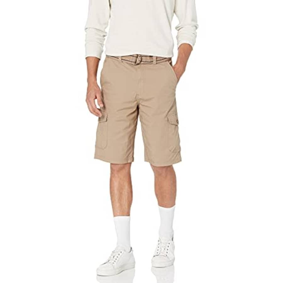 Beverly Hills Polo Club Men's Basic Cargo Shorts Belted, Sepia Khaki 6530A, 30 for $20
