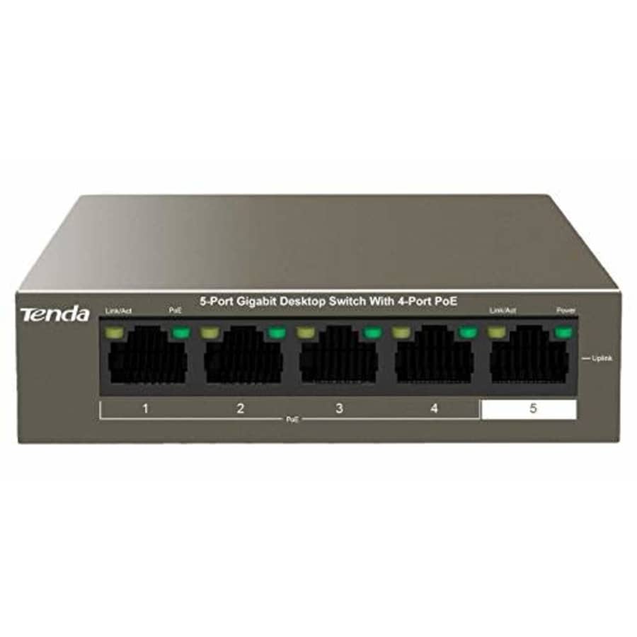 Tenda 5-Port Gigabit PoE Switch | 4 PoE + 1 Uplink Port | Unmanaged Ethernet Switch | Plug and Play for $45 Tenda 5-Port Gigabit PoE Switch | 4 PoE + 1 Uplink Port | Unmanaged Ethernet Switch | Plug and Play for $45