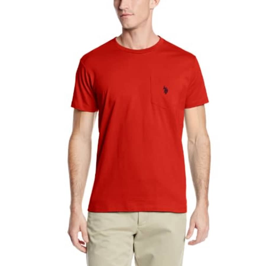 U.S. Polo Assn. Men's Crew Neck Pocket T-Shirt with Small Pony, Engine Red, X-Large for $14
