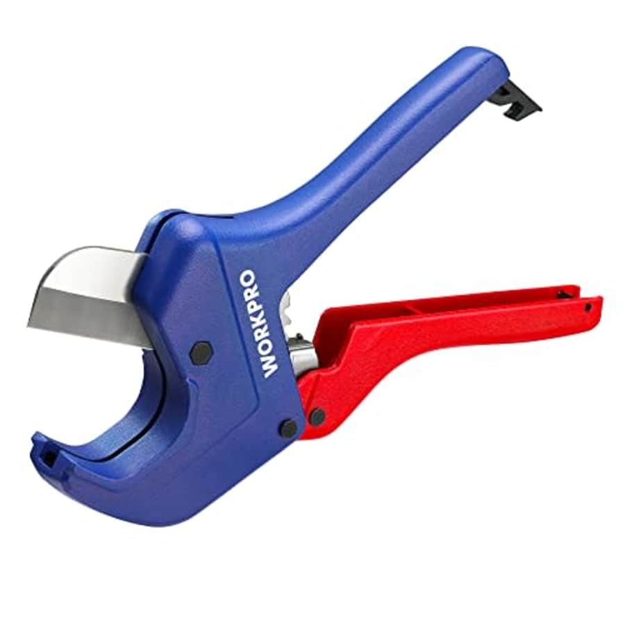 WORKPRO Ratchet PVC Pipe Cutter Tool, Cuts up to 1-5/8" PEX, PVC, PPR and Plastic Hoses, Pipe for $16 WORKPRO Ratchet PVC Pipe Cutter Tool, Cuts up to 1-5/8" PEX, PVC, PPR and Plastic Hoses, Pipe for $16