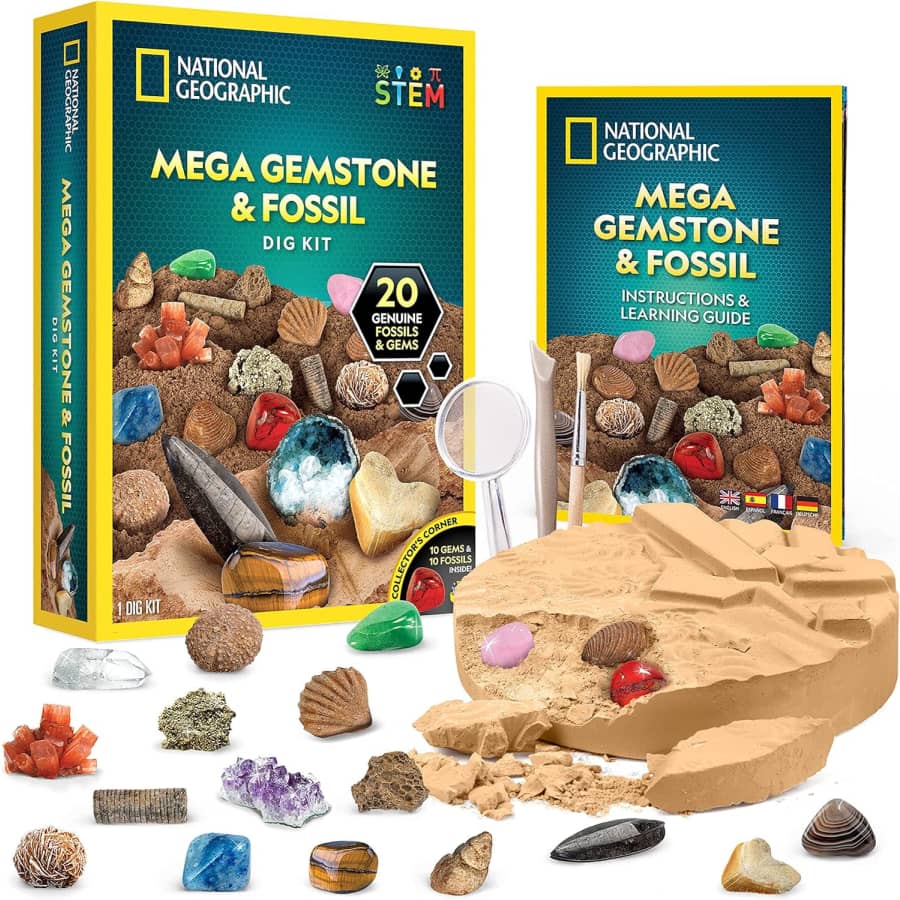 National Geographic Mega Fossil and Gemstone Dig Kit for $30
