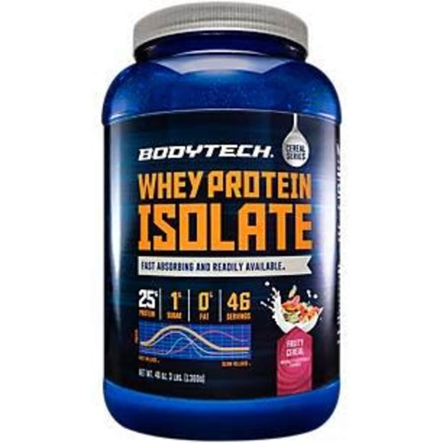 BodyTech Whey Protein Isolate Fruity Cereal (3 Lbs. / 46 Servings) for $65