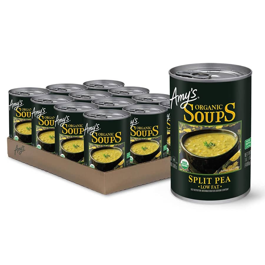 Amy's Organic Low Fat Split Pea Soup 12-Pack for $45 Amy's Organic Low Fat Split Pea Soup 12-Pack for $45