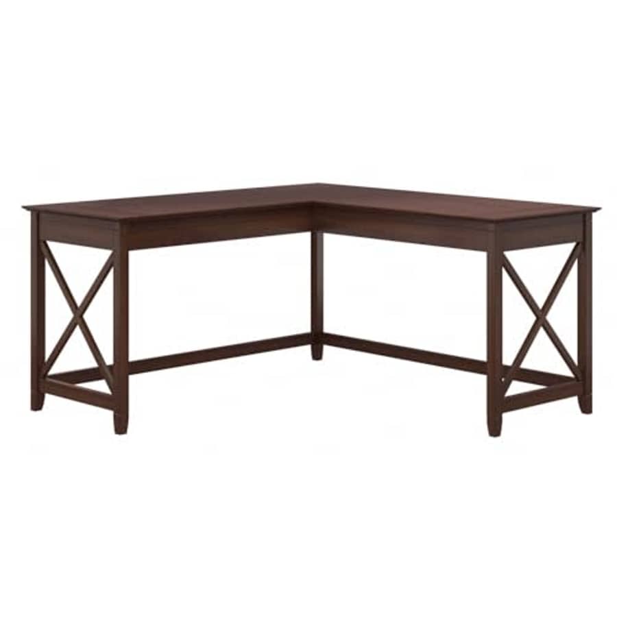 Bush Furniture Key West Modern Farmhouse L-Shaped L Home Office | Corner Desk, 60W, Bing Cherry for $226 Bush Furniture Key West Modern Farmhouse L-Shaped L Home Office | Corner Desk, 60W, Bing Cherry for $226